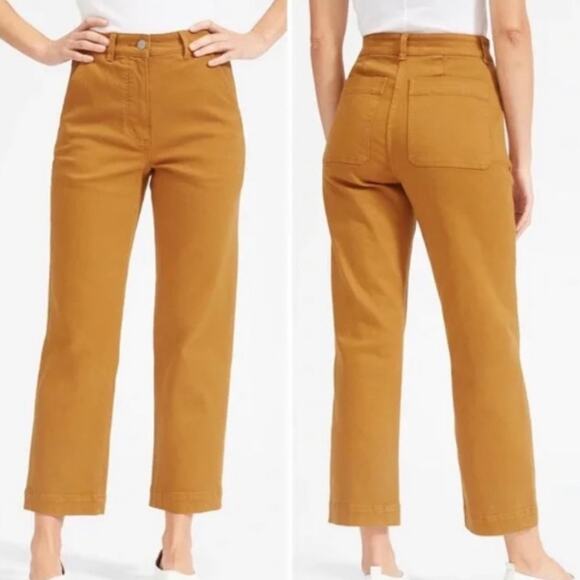 Everlane Straight Leg Crop Golden Brown Cropped Trousers Pants womens 2 short - Picture 3 of 15